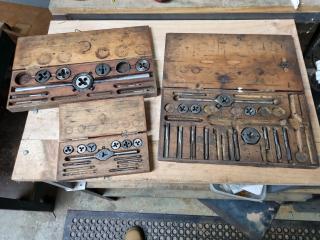 3x Vintage Thread Tap & Die Sets