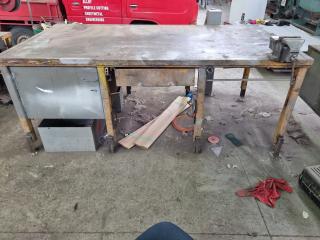 Heavy Steel Workshop Table Workbench w/ Vice