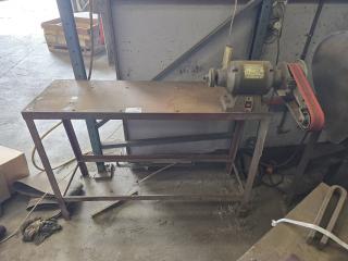 Linisher/Grinder on Steel Bench