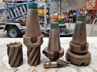 3x BT50 Tool Holders w/ Mill Cutters