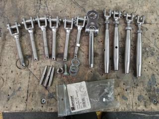 Assorted Lot of Stainless Steel Turnbuckle Toggle, Jaws, Bodies & More