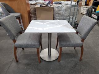 Modern Faux Marble Top Cafe Table w/ 2x Chairs