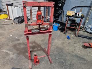 Small Hydraulic Manual Press w/ Spare Bottle Jack