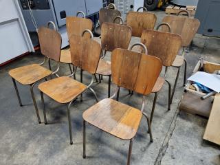 Antique Vintage Wood / Steel Stackable School Chairs