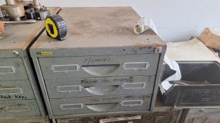 Metal Cabinet with Lathe Accessories.