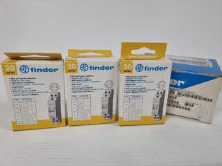 3x Finder DIN Rail Modular Step Relays, 230V AC, 16A, New