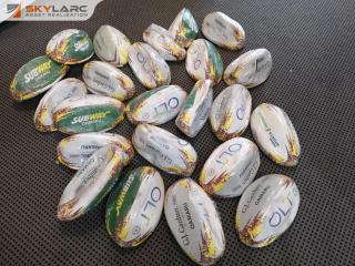 23x Rugby Balls w/ Various Oamaru Business Branding