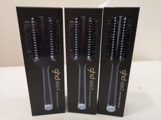 3x GHD Professional Hair Brushes, Sizes 2, 3 & 4