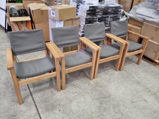 4 x New Teak Sling Outdoor Dining Chairs 