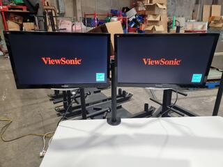 2x Viewsonic 22" Full HD Monitors w/ Dual Mount Desk Stand