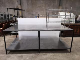 Large Stainless Steel Surfaced Kitchen Bench Table