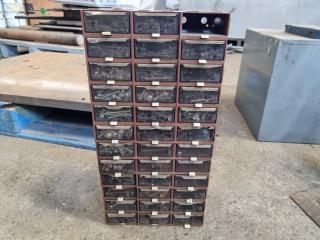 35-Drawer Storage Rack w/ Assorted Small Fastening Hardware