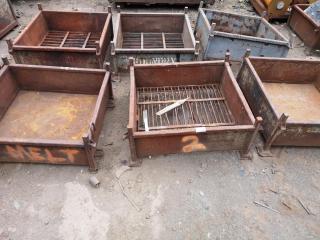 6x Heavy Steel Industrial Materials Bins