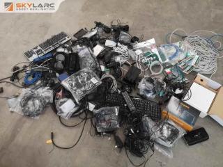 Assorted Lot of Electronic Accessories, Cables, Keyboards, Routers & Much More