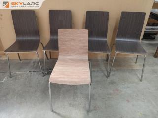 5x Contemporary Wood Ply Table or Office Reception Chairs