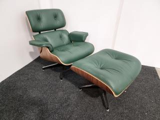 Eames Style Lounge Chair and Ottoman  - Leather