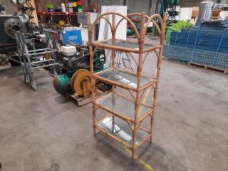 Rattan Glass Shelving Unit