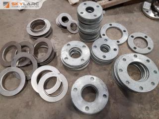 Large Lot of Stainless Pipe Adapters and Galvanised Rings