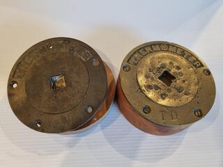 2x Heavy Brass Steamship Thermometer Gauge Plates