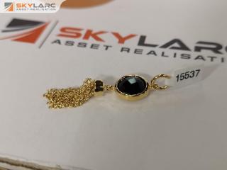 Chain Tassel Black Agate Pendant | 18k Gold Plated | KIRSTIN ASH