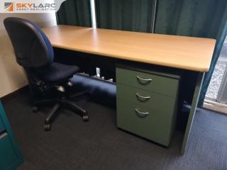 Office Workstation Desk w/ Mobile Drawer Unit & Chair