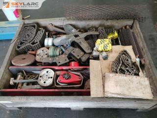 Bin of Gear Chain, Gears, Cooling Pipe and More