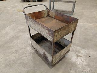 Steel Two Shelf Workshop Trolley on Castors
