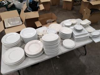 Large Assortment of Porcelian Serving Dishes, Mixed Sizes Shapes