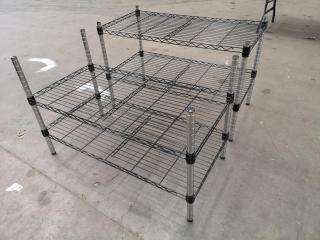 2x Steel Wire Multi Purpose Shelving Units