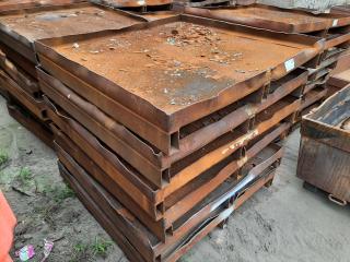 Stack of 6 Industrial Steel Pallets