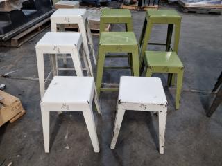 8x Steel Stools, Varying Heights