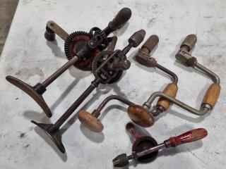 5x Assorted Vintage Hand Drills