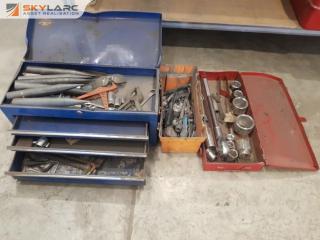 Part 3/4" Socket Set, Tool Box and Tools