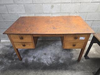 Vintage Wooden Desk with Four Drawers