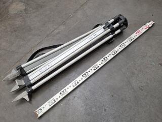 Heavy Duty Surveying / Leveling Triood  w/ Surveying Leveling Staff