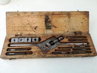 Antique Tap & Die Set in Wood Case by Ahrems Good Line