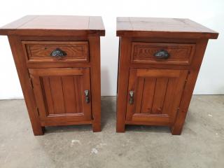 2x Solid Wood Nightstand Cabinets