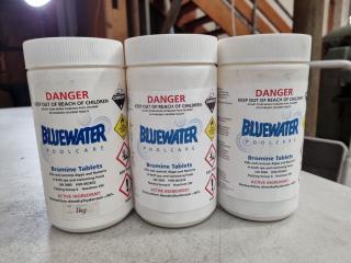 3x 1kg Bottles of Bluewater Bromine Tablets