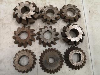 9x Assorted Milling Gear & Bevel Cutters