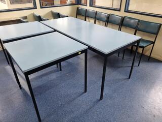3x Standard Cafe / Office Tables w/ 11x Stackable Chairs