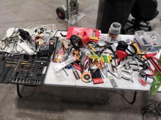 Assorted Lot of Hand Tools, Fastening Hardware, & More