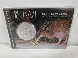 2017 Silver Specimen Kiwi Coin Rakiura Tokoeka