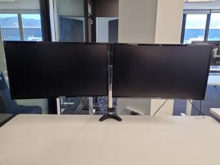 2x Samsung 24" Full HD LED Monitors w/ Dual Monitor Desk Stand