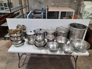 Large Assorted Lot of Steel Pots, Bowls and Pans