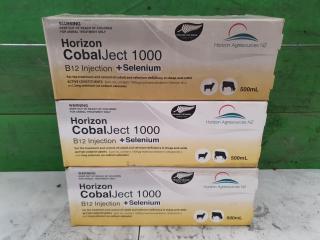 3x Horizon Cobalject 1000 B12 Injection with Selenium - 500ml