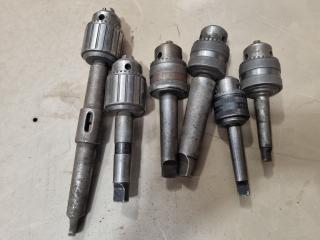 6x Keyed Drill Chucks w/ Morse Taper Shanks