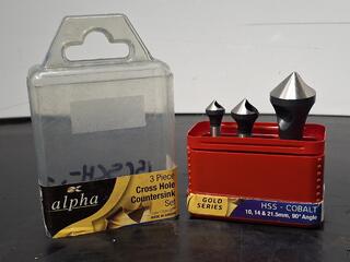 Alpha 3 Piece Cross Hole Countersink Set HSS Cobalt