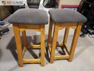 2x Padded Wooden Bar Stools