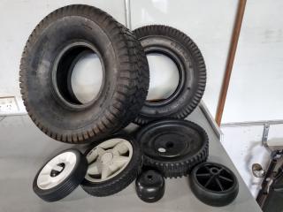 7x Assorted Lawnmower Replacement Tyres & Wheels