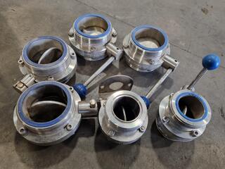 6x Stainless Steel Butterfly Valves